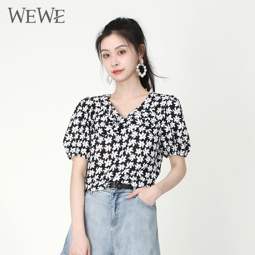 WEWE唯唯修身清新套头短袖