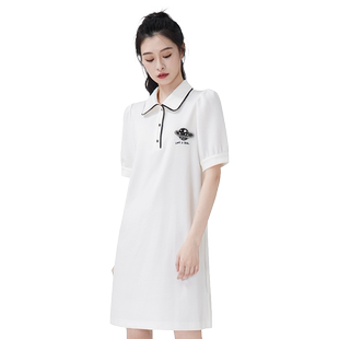 WEWE/唯唯夏季新品女装简约大气休闲直筒POLO连衣裙亲肤透气