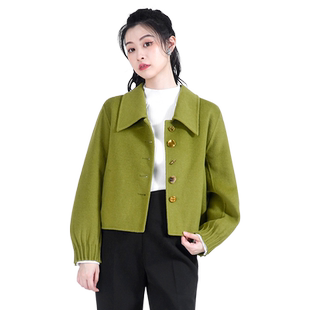 WEWE唯唯冬季新品女装休闲复古短款通勤呢子外套简约时尚收腰