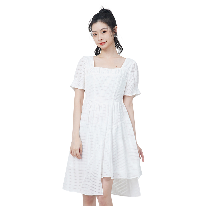 WEWE唯唯夏季新品女装简约大气清纯时尚女士连衣裙温柔优雅