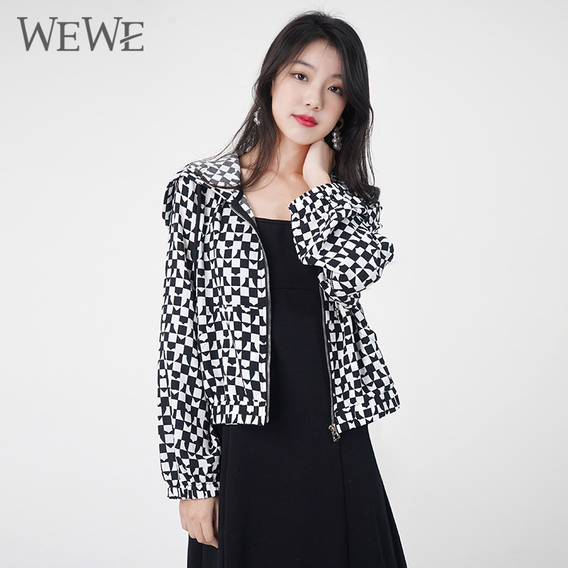 WEWE/唯唯春季新品女装时尚休闲连帽防晒短款外套青春减龄