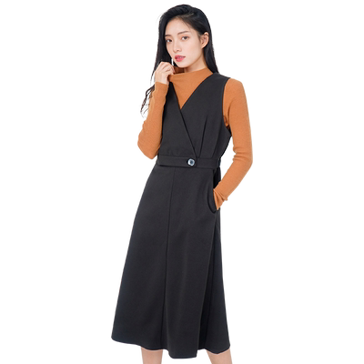 WEWE唯唯通勤连衣裙V领无袖