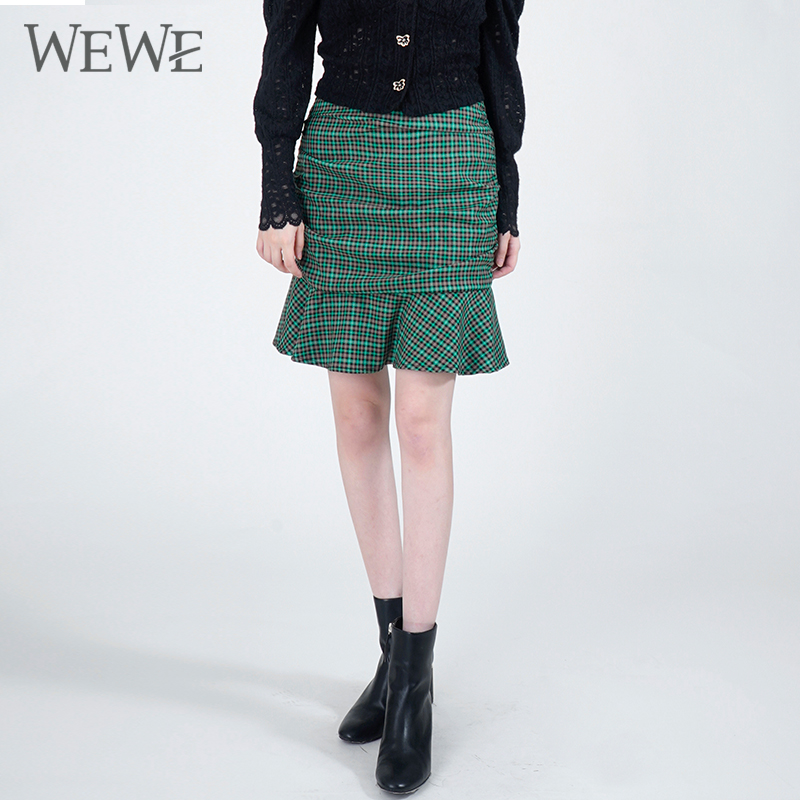 WEWE唯唯中裙H型通勤荷叶边