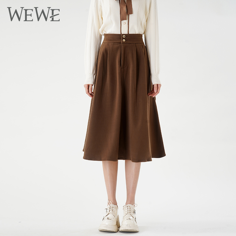 WEWE唯唯中长期伞裙高腰半身裙