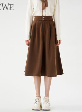 WEWE/唯唯冬季新品女装温柔优雅气质时尚通勤复古高腰半身裙