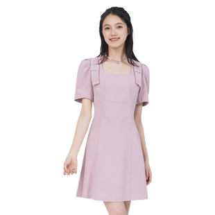 WEWE/唯唯夏季新品女装温柔优雅气质通勤连衣裙高腰显瘦