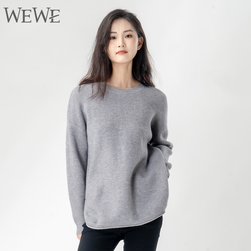 WEWE唯唯套头圆领宽松休闲毛衣