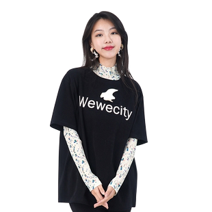 WEWE/唯唯春季新品女装个性潮酷休闲宽松T恤女时尚百搭