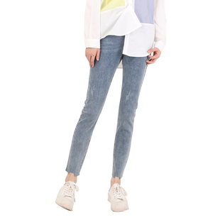 WEWE唯唯春季新品女装修身显瘦弹力女士铅笔牛仔裤百搭时尚