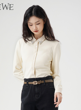 WEWE/唯唯冬季新品女装简约气质通勤加绒保暖衬衫百搭OL风