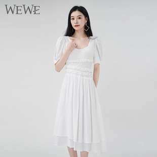 WEWE/唯唯夏季新品女装清新淡雅时尚仙女连衣裙气质高腰显瘦
