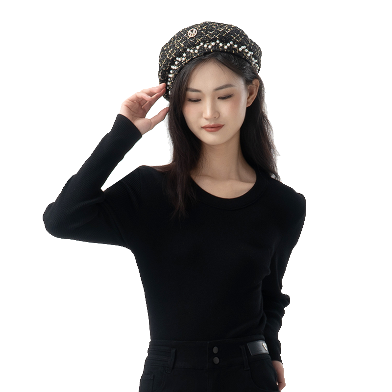 WEWE/唯唯秋季新品女装时尚简约休闲修身打底针织衫百搭洋气
