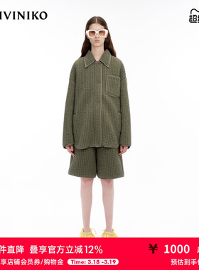 IIIVIVINIKO冬季新品宽松保暖厚版衍缝廓形棉服外套女M341901384F