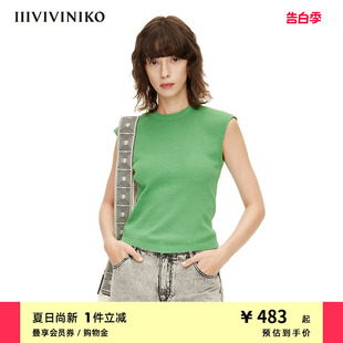 针织背心女M221231626E IIIVIVINIKO春夏新品 小圆领包肩袖