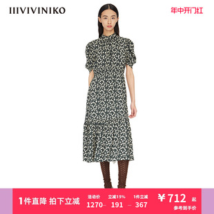 X形连衣裙女M210639138B IIIVIVINIKO春夏新品 剪影抽褶长款