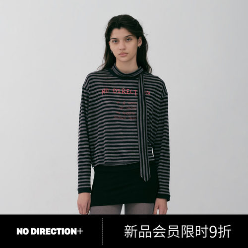 NO DIRECTION+2026秋飘带领口短方落肩休闲羊毛上衣N634024356A21