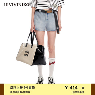 IIIVIVINIKO夏季 子女M321841210E 新品 百搭复古浅蓝天丝牛仔短裤