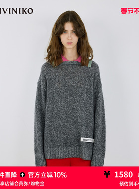 IIIVIVINIKO2025冬新款通勤松弛撞色翻领羊毛针织衫女M540122643D