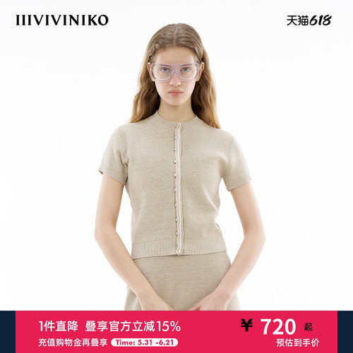 IIIVIVINIKO圆领短袖小开衫