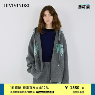 IIIVIVINIKO2025冬新款 艺术家合作系列贴布绣卫衣外套M542009372C