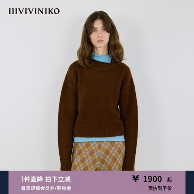 IIIVIVINIKO2025冬新款长绒肌理主题提花圆领针织衫女M540136655D
