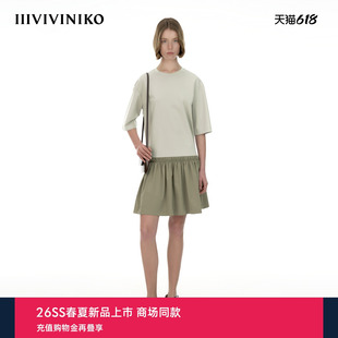 IIIVIVINIKO2026夏季新款T恤拼接连衣裙伞裙女M620615385E