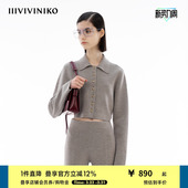 OTW精纺纯羊毛 针织开衫 IIIVIVINIKO春季 翻领短款 外套女 新款