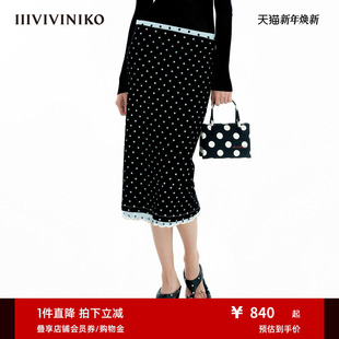 IIIVIVINIKO2025春新款 复古波点直筒半裙女M517034615A