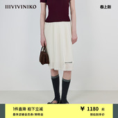 IIIVIVINIKO2025秋新款 优雅肌理蕾丝花边百褶短裙女M530731169A