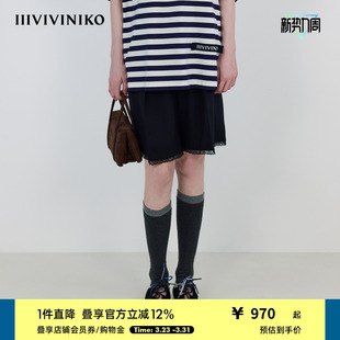 IIIVIVINIKO2025秋新款 子女M530826140A 蕾丝拼接抽绳百慕大短裤