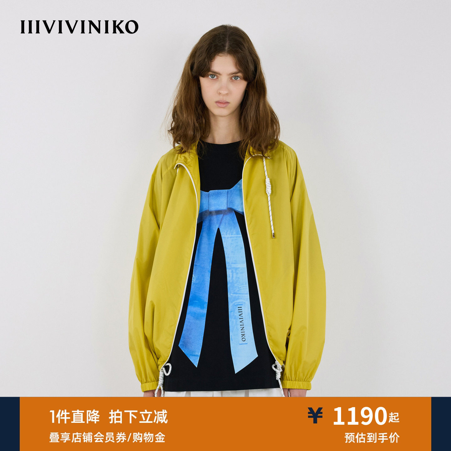 IIIVIVINIKO秋季新款轻量运动抽绳尼龙夹克外套女M530304010A