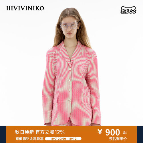 【Solotex纱线】IIIVIVINIKO夏季新款条纹休闲慵懒西装外套女