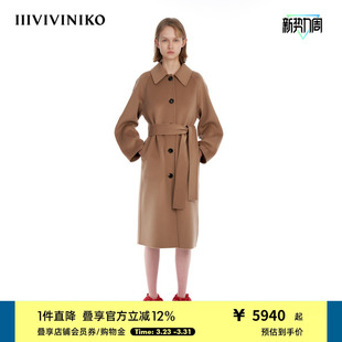 IIIVIVINIKO 美拉德毛呢大衣外套女M349028172C 100%羊绒双面呢