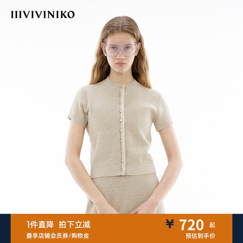 IIIVIVINIKO圆领短袖小开衫