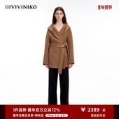 IIIVIVINIKO 100支绵羊毛 美拉德毛呢大衣外套女M349012053E