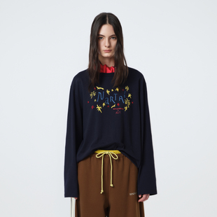 IIIVIVINIKO2026春新款 全棉艺术家合作植绒印花T恤女M610501370A