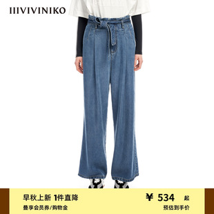 IIIVIVINIKO 子女M321842210C 天丝牛仔 中腰阔腿直筒连腰长裤