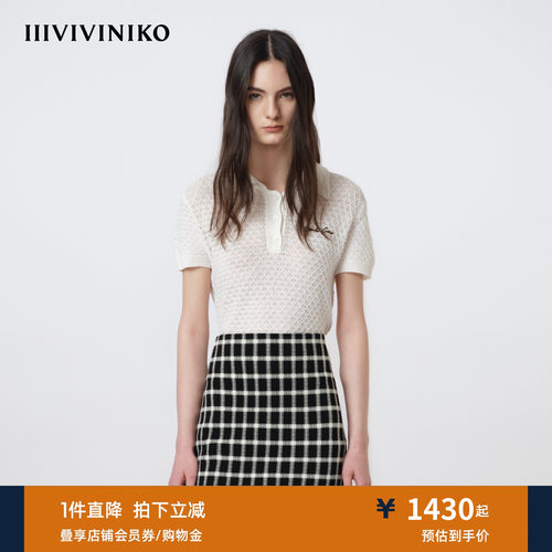 IIIVIVINIKO2026夏季新款百搭菱格Polo领针织衫女M620127643D