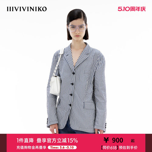 【Solotex纱线】IIIVIVINIKO夏季新款条纹休闲慵懒西装外套女