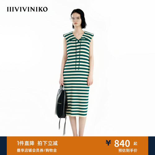 条纹针织连衣裙IIIVIVINIKO