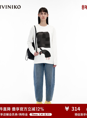 IIIVIVINIKO「JEN UMAN合作系列」多巴胺绣花T恤女C330509335A