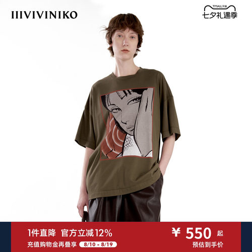 【设计师款 艺术家合作系列】秋新款宽松印花短袖T恤J430566317B