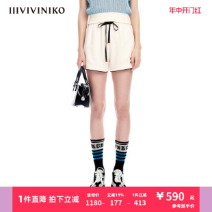 IIIVIVINIKO夏季 子女M320828363D 百搭撞⾊边抽绳运动感短裤 新品