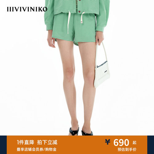 IIIVIVINIKO夏季新款户外穿搭时髦格纹运动短裤女C520825114C