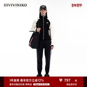 IIIVIVINIKO 高品质细支纱线 运动感拼色拉锁上衣女M333722641B