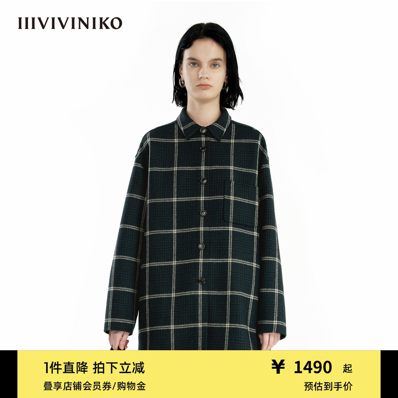 格纹毛呢衬衫外套IIIVIVINIKO