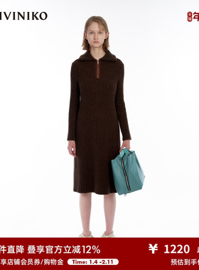 IIIVIVINIKO“羊绒绵羊毛混纺”美拉德针织连衣裙女M341137649D