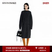 IIIVIVINIKO冬新款 羊毛彩点圈圈纱 毛呢宽松连衣裙M441104620D