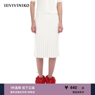 IIIVIVINIKO 悬垂撞色针织运动百褶半裙女M333819653A 科技面料