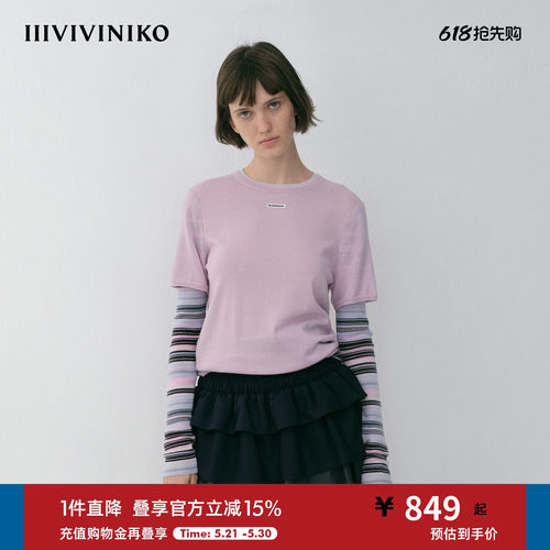 NO DIRECTION+假两件条纹针织衫N610107620A